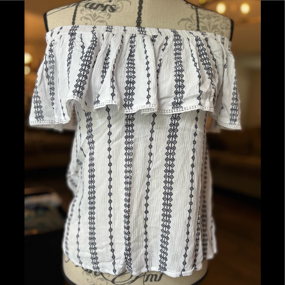 Maurice’s embroidered off shoulder blouse